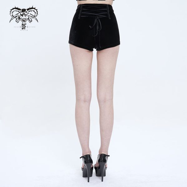 Vesper Black Velvet Shorts by Devil Fashion Online Sale