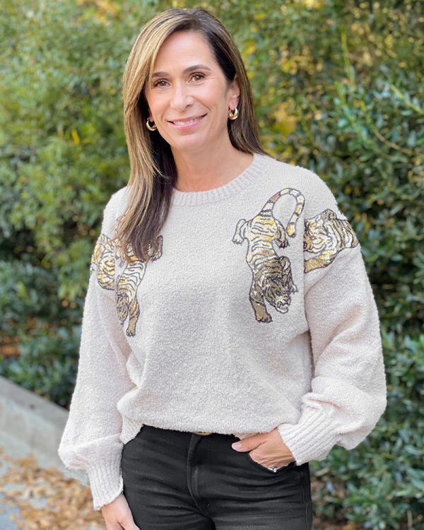 Tiger Sequin Sweater - Oatmeal Online Sale