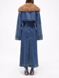 Denim Long Jacket Winter Detachable Collar Coat For Cheap