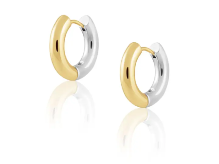 Gala Two-Tone 18k Gold Plated Hoop Earrings Online Hot Sale