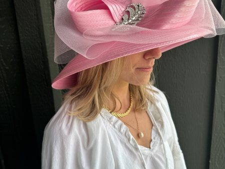 Elizabeth Hat with Broach - Pink Online now