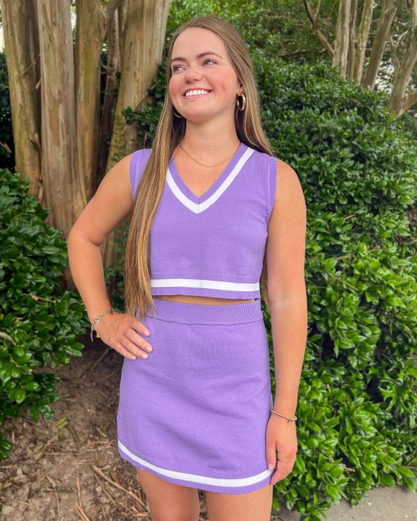 All In Sweater Vest and Skirt Set - Purple For Sale