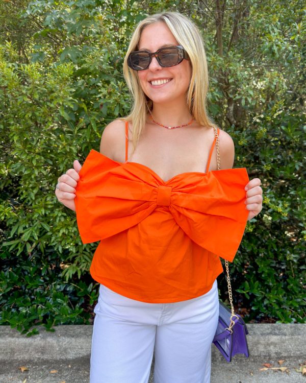 Bow Tie Top - Orange Online now