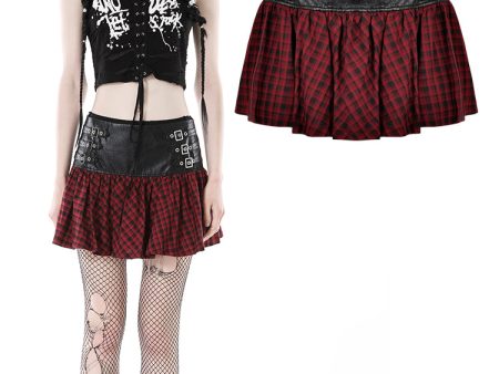 Bobbie Red Plaid Buckle Skirt by Dark In Love Online