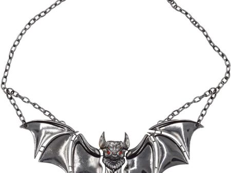 Creature Of The Night Bat Chrome Necklace by Kreepsville 666 Discount