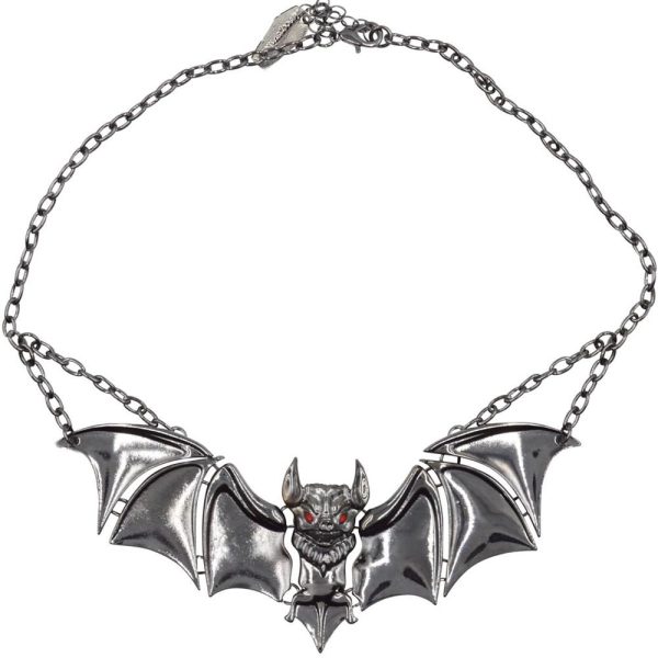 Creature Of The Night Bat Chrome Necklace by Kreepsville 666 Discount