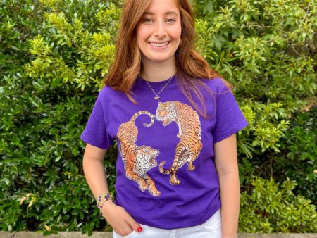 Tiger Love Graphic Tee - Purple Online