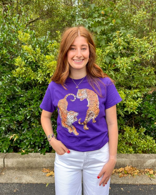 Tiger Love Graphic Tee - Purple Online