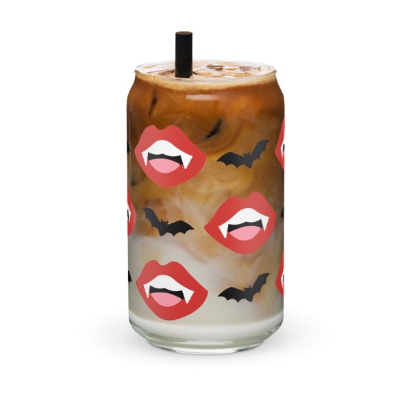 Vampire Fangs & Bats Glass Can Cup by The Dark Side of Fashion Hot on Sale