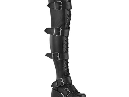 CAMEL-305 Buckle Thigh High Boots by Demonia Online Hot Sale