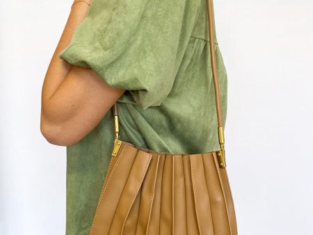 Carrie Pleated Shoulder Bag - Tan Online Sale