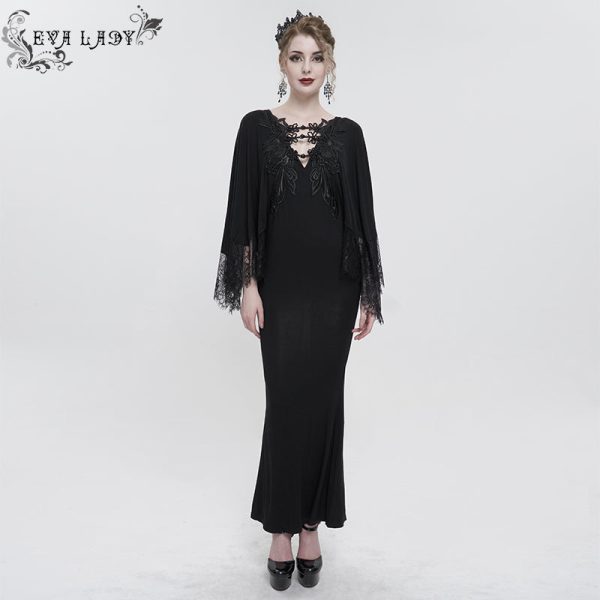 Dark Fae Lace Trim Dress by Eva Lady Online