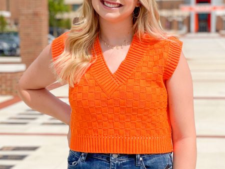 Checkered Cropped Sweater Vest Online