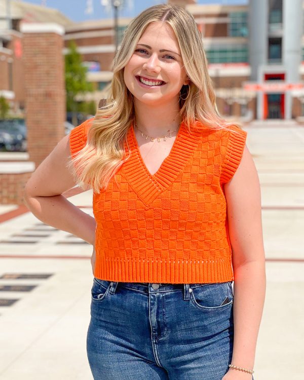 Checkered Cropped Sweater Vest Online