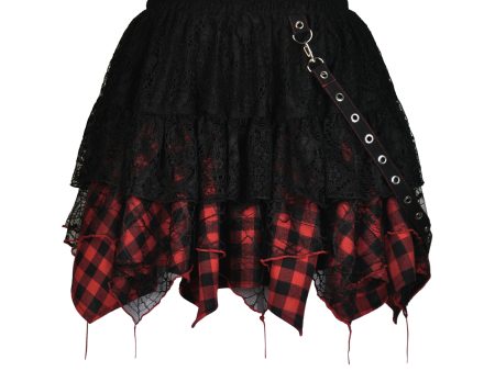 Widow Lace Plaid Skirt by Dark In Love on Sale