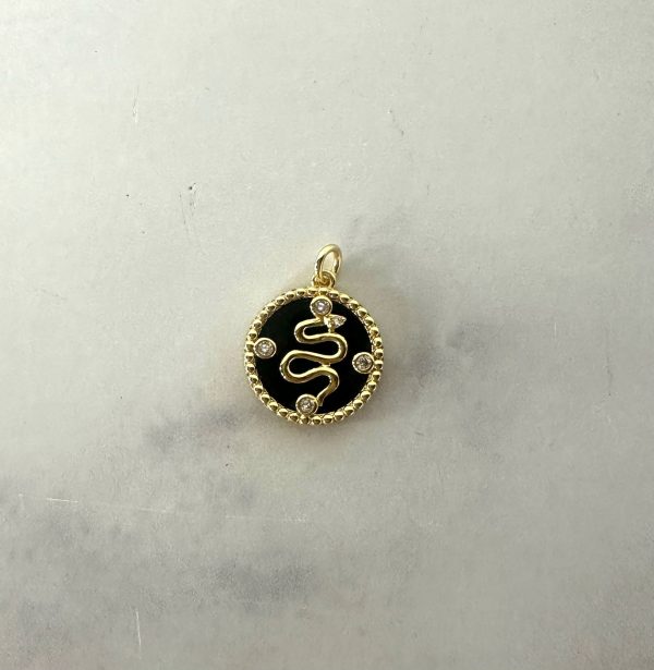 Gold Black Serpent Charm Fashion