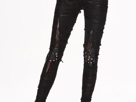 Zombie Kiss Shredded Leggings by Devil Fashion Online now