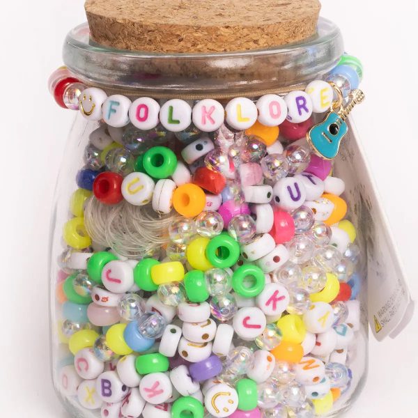 FOLKLORE Multicolor Round Letter Bead Jar For Sale