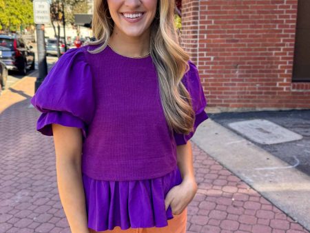 Violet Puff Sleeve Top Fashion