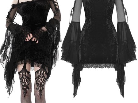 Thorne Gothic Bell Sleeves Velvet Dress by Dark In Love Discount