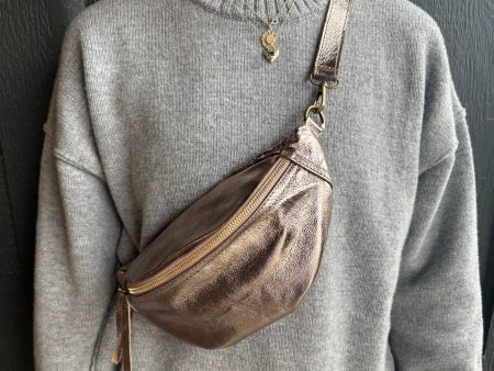 Taupe Shine Sling Bag For Sale