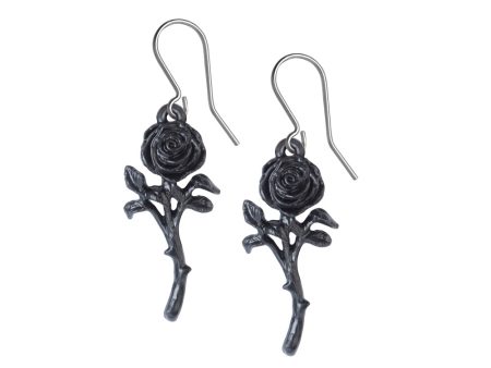 The Romance of the Black Rose Earrings by Alchemy Gothic Hot on Sale