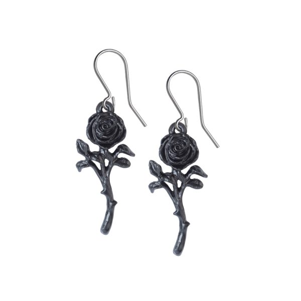 The Romance of the Black Rose Earrings by Alchemy Gothic Hot on Sale