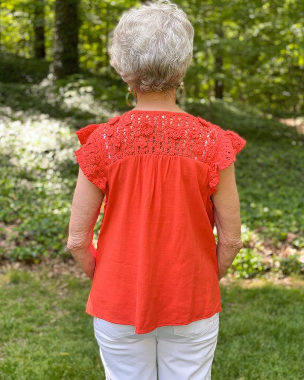 Cassidy Linen Blouse - Orange Hot on Sale