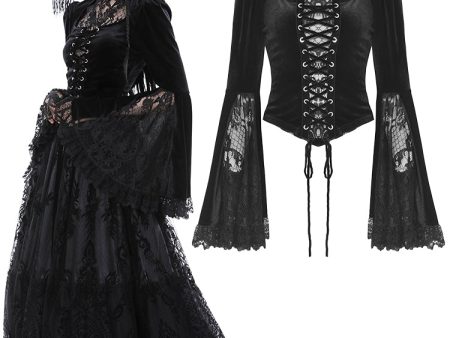 Ashes To Ashes Gothic Velvet Lace Top by Dark In Love Cheap