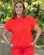 Textured Half Zip Top - Orange on Sale