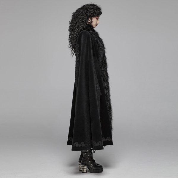 Dark Snow Bunny Faux Fur Trimmed Coat by Punk Rave Sale