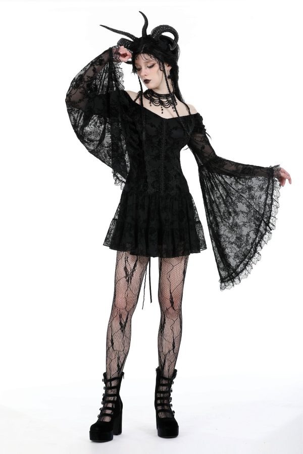 Count Your Blessings Gothic Off Shoulder Dress by Dark In Love Online Sale