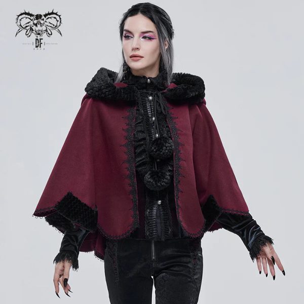 Thorns Of A Rose Gothic Black Faux Fur Shawl Cape by Devil Fashion Supply