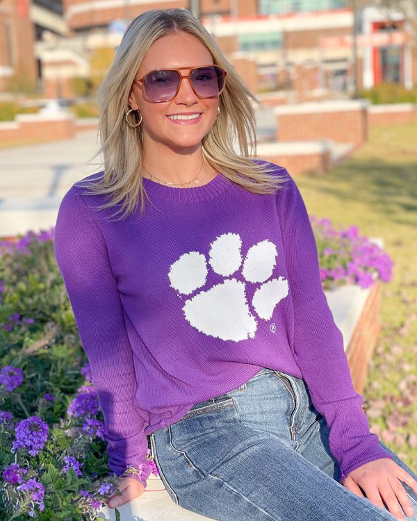 Tiger Paw Sweater - Purple Hot on Sale