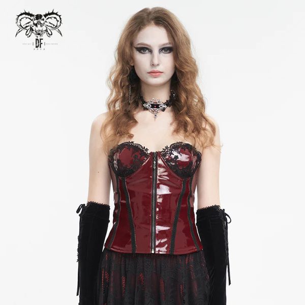 Alana Red Patent Leather Gothic Corset by Devil Fashion Supply