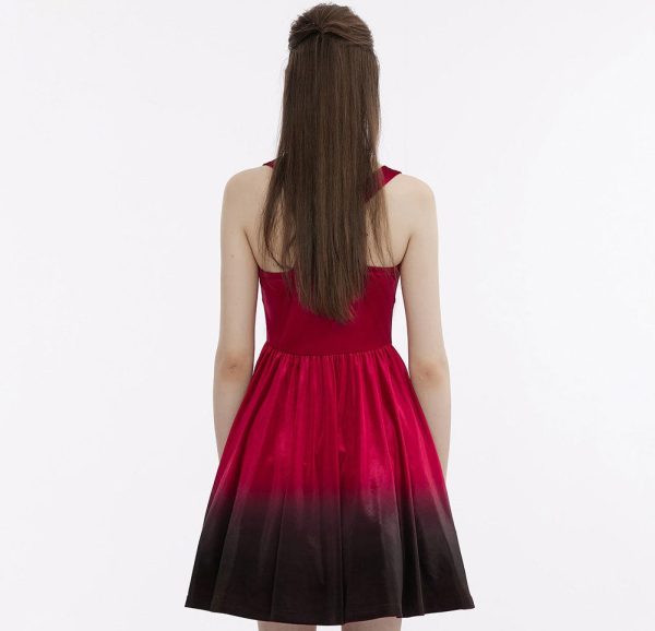 The Knight Gradient Dress - Red Black by Punk Rave For Cheap