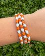 Beaded Bracelet Stack - Orange & White Online Sale