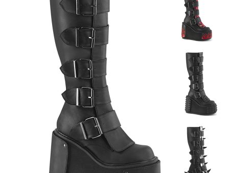 TRANSFORMER-800 Wedge Platform Boots by Demonia on Sale