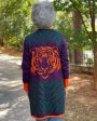 Tiger Face Cardigan - Orange, Purple, & Green For Cheap