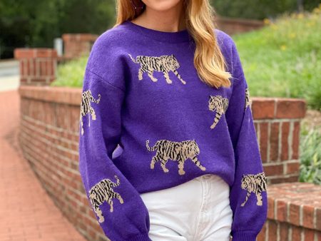 Tiger Walk Sweater -  Purple Online Hot Sale