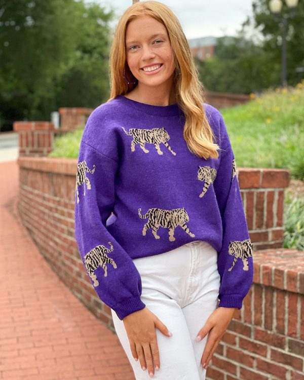 Tiger Walk Sweater -  Purple Online Hot Sale