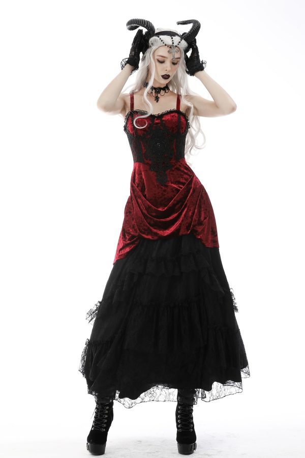 Crimson Boudoir Velvet Dress by Dark In Love Sale