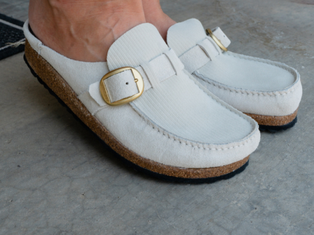 Birkenstock: Buckley Suede Embossed- Antique White Online now