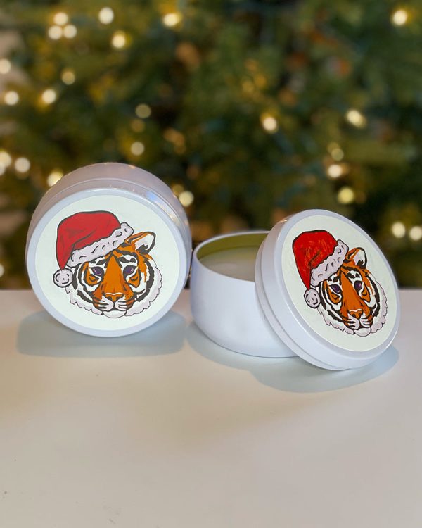 Santa Tiger Merry Mistletoe Candle For Discount