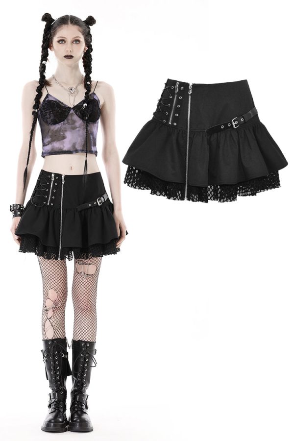 Twisted Smiles Ruffle Skirt by Dark In Love Online