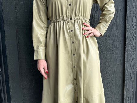 Long Sleeve Shirt Dress with Elasticized Waist Hot on Sale