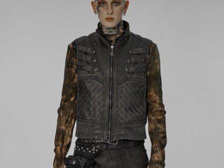 Sinister Gray Biker Punk Vest by Punk Rave Discount