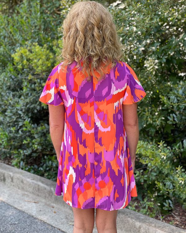 Clemson Spirit Flutter Sleeve Shift Dress Online now