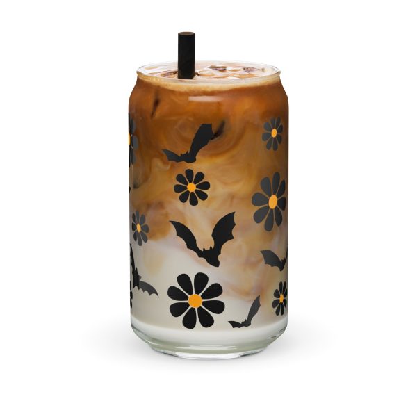 Bats & Flowers Glass Can Cup by The Dark Side of Fashion For Discount