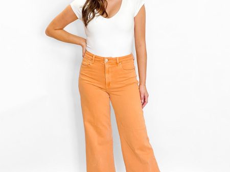 Dear John Fiona Mid Rise Wide Leg Jeans - Apricot Crush on Sale